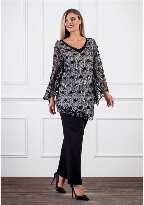 Coordinato Casacca Ricamata in Tulle con Maxipaillettes e Pantalone BAGATELLE DREAM | Abiti | OTEAX 200632